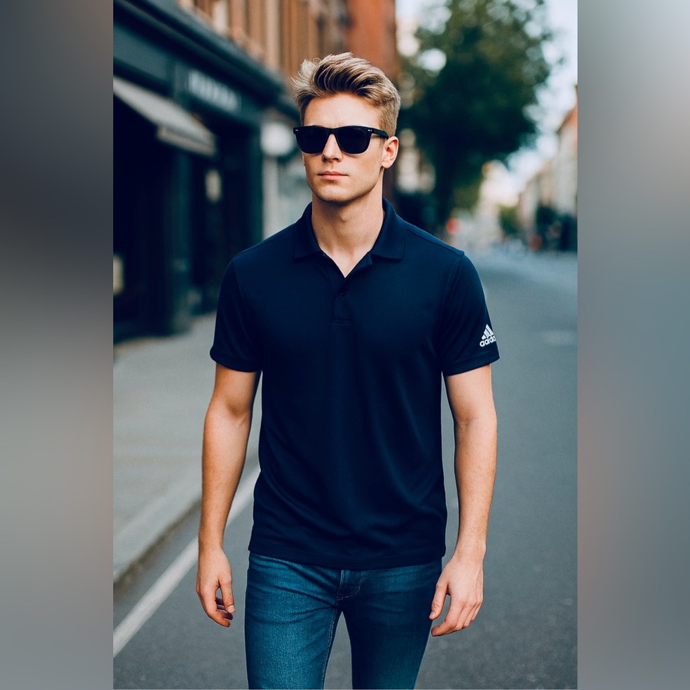 Adidas Men's Dark Blue Polo Shirt